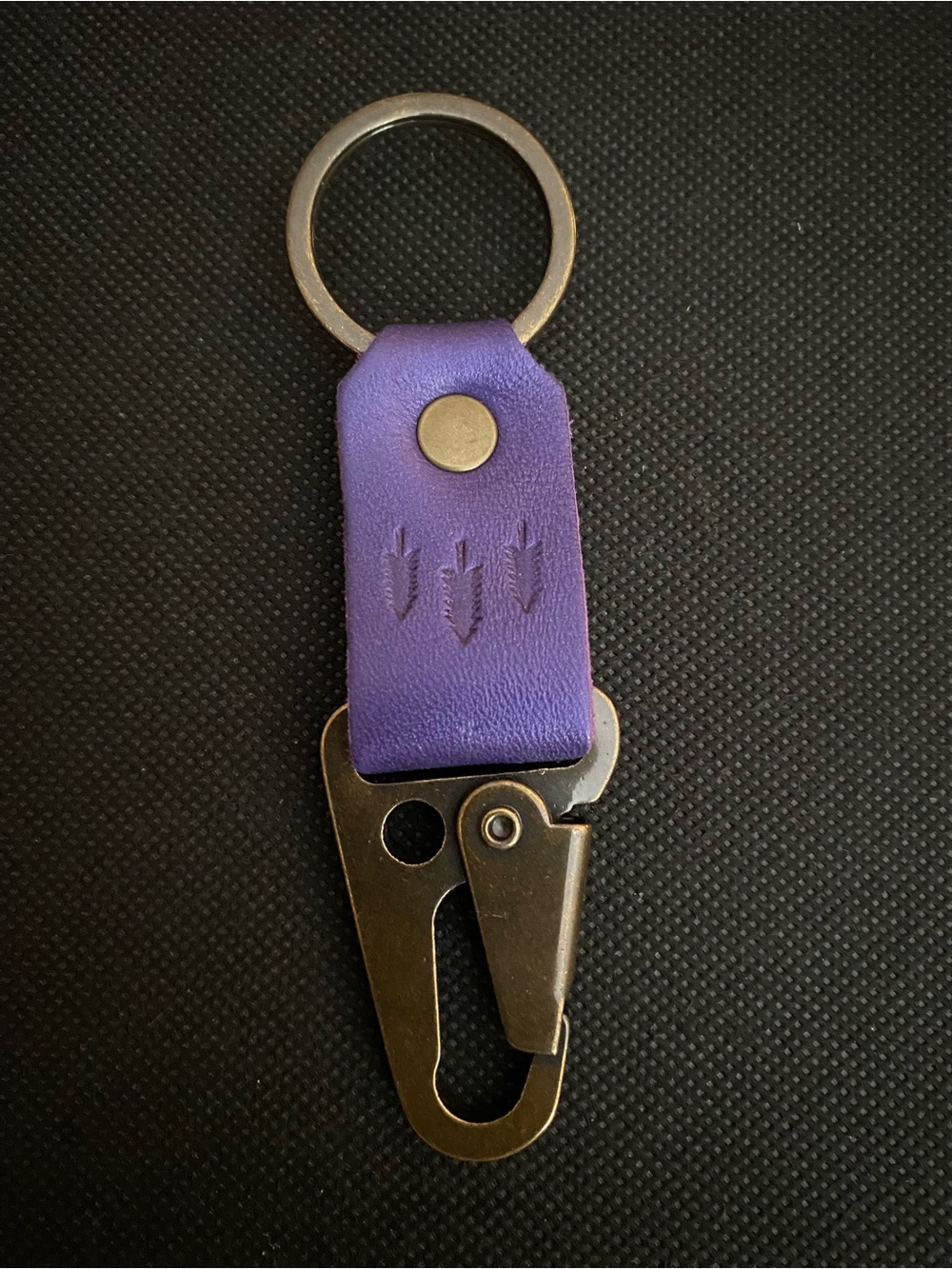 Portland Leather Goods Short PLG Keychain - Dark Purple.